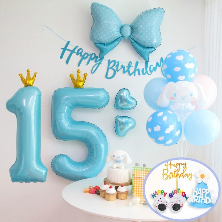 산리오 시나모롤 풍선 생일파티세트