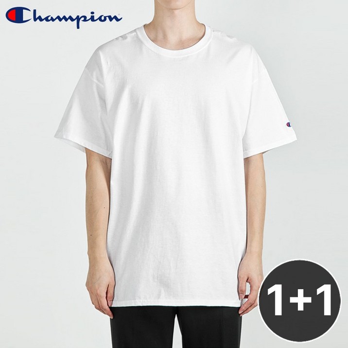 [1+1] 챔피온 20수 무지 반팔 티셔츠 T425 면티 2장 세트