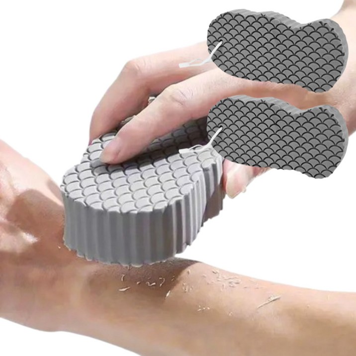 살림살림 소프트 저자극 때지우개 무통 목욕 때밀이 스펀지, 1세트, 그레이, 2개입