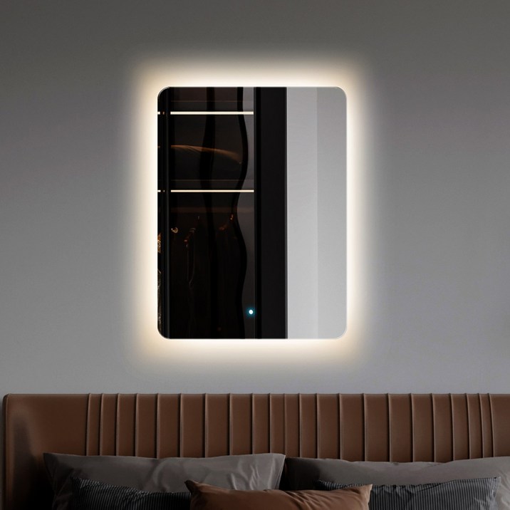 온미러 LED 사각형 거울 간접 조명 노프레임 KC인증 벽걸이 욕실 화장실 화장대 인테리어, 전구색+주백색+주광색