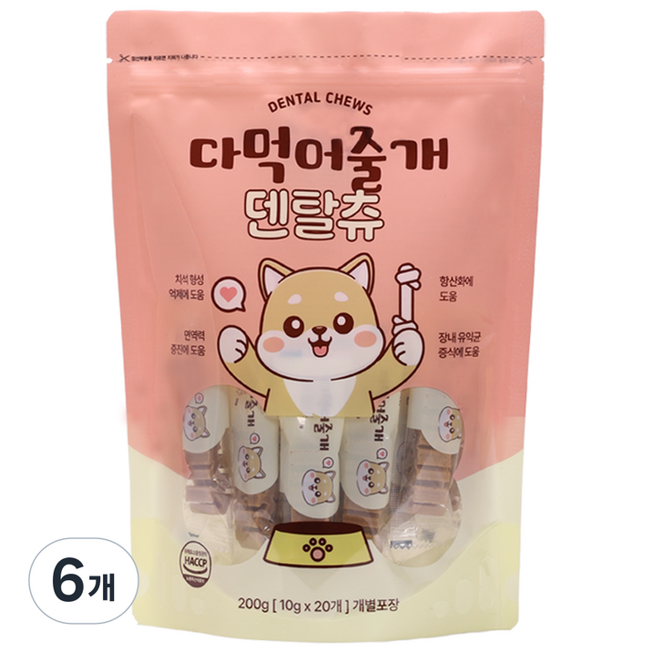 다먹어줄개 강아지 가수분해 덴탈껌 하이포알러제닉, 6개, 200g, 가수분해 닭고기