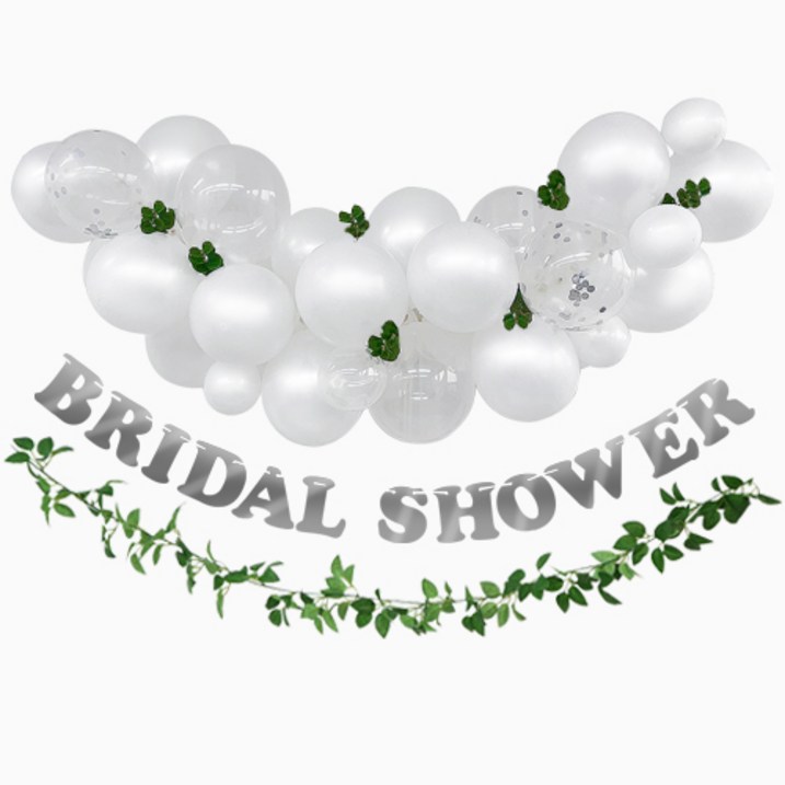 브라이덜 샤워 화이트 풍선 가랜드 세트 홈 파티 용품 장식 소품, BRIDAL SHOWER 가랜드 화이트 벌룬 세트