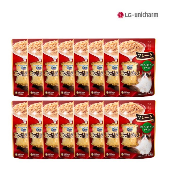 긴노스푼 미쓰보시 구루메 후레이크닭가슴살참치가다랑어 35g 16팩, 16개, 후레이크닭가슴참치가다랑어