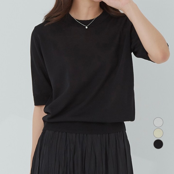 아피나르 라운드넥 반팔 데일리 니트 아피나르 라운드넥 반팔 데일리 니트