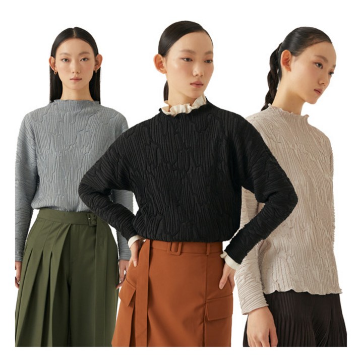 플리츠미 런칭가 89,000원 FW 플리츠 자수 블라우스