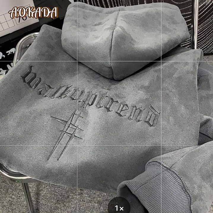 AOKADA 후드티 남자 가을겨울 두꺼운 스웨이드 미국 자수 후드 맨투맨 캐주얼 아우터 4색