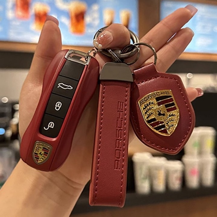 포르쉐 호환 가죽 키케이스 파나메라 타이칸 911 마칸 카이엔 키홀더 키커버