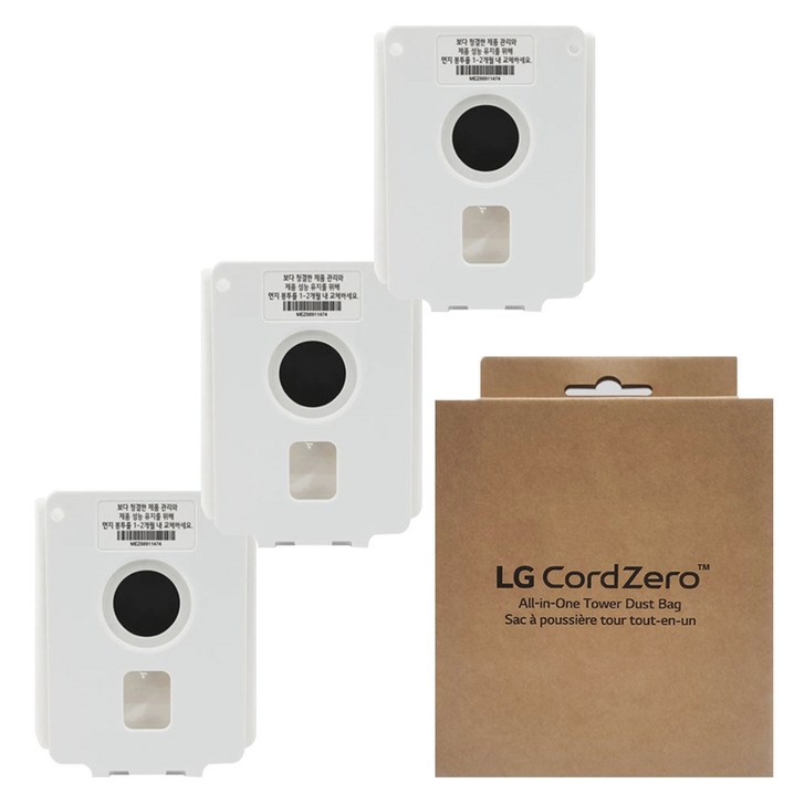 LG 청소기 올인원타워 코드제로 A9 A9S 먼지봉투 3개 세트 AGF78838447, 3개