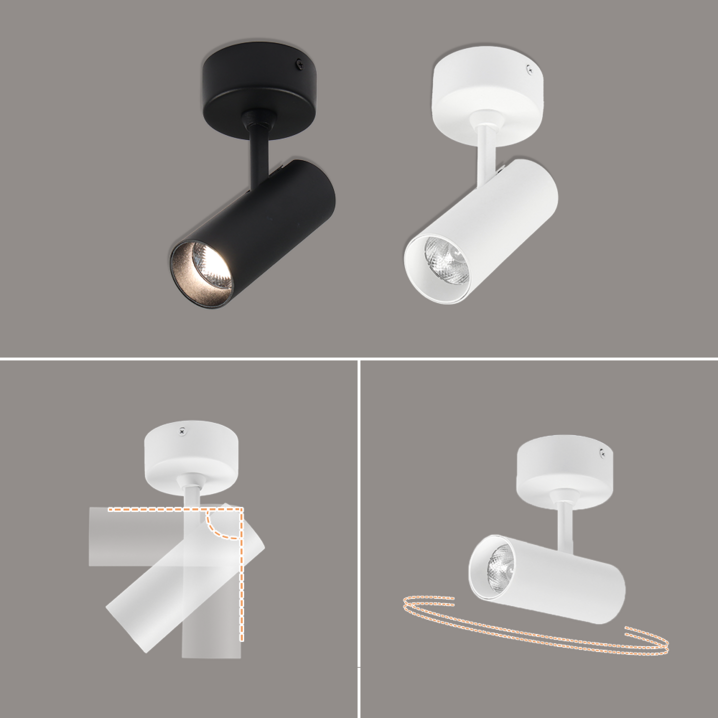 LED 샤인 COB 스포트 직부 조명 핀조명 스팟조명 원통 직부등 20W 각도조절 실린더 스포트라이트