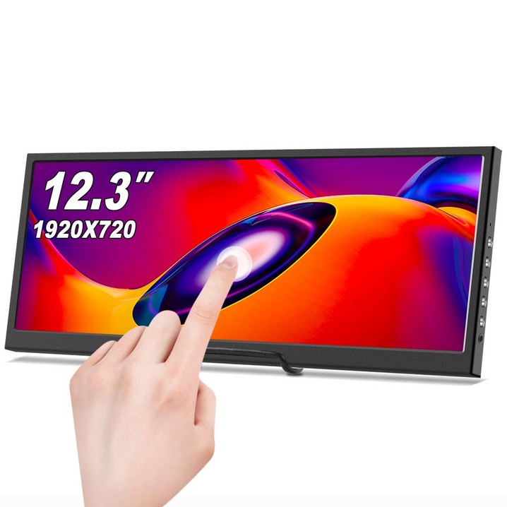 IPS 보조 모니터 12 인치 터치스크린 휴대용 HDMI USB 1920x720 디스플레이 LCD 컴퓨터 온도 와이드스크린
