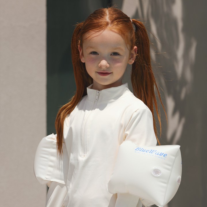 누아트 블루웨이브 암튜브 수영 보조 어린이 물놀이 용품, 화이트 블루, 2개