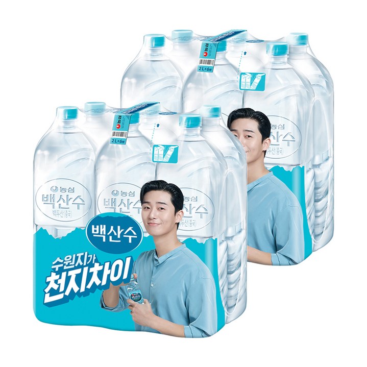 백산수 무라벨 생수, 2L, 12개