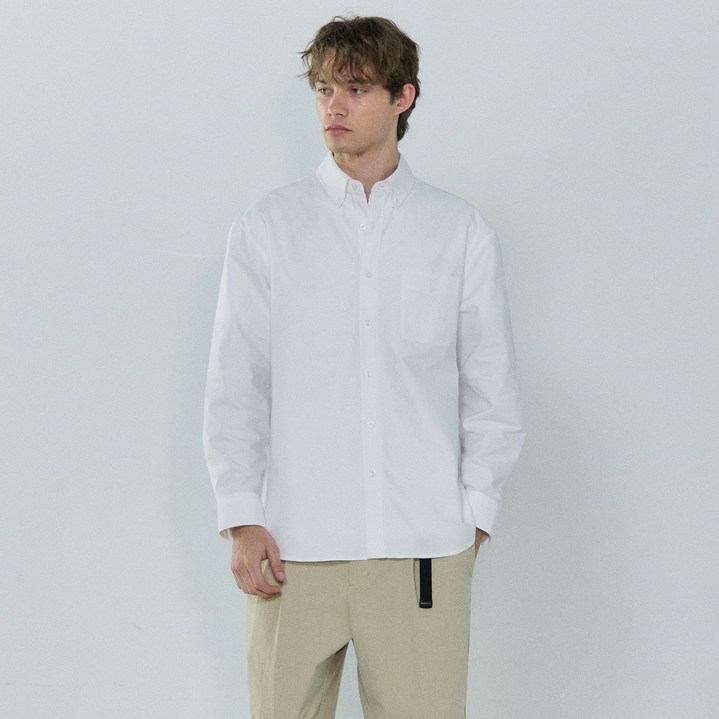 베이직하우스 옥스포드 세미 오버핏 긴팔 셔츠 LZWS0103