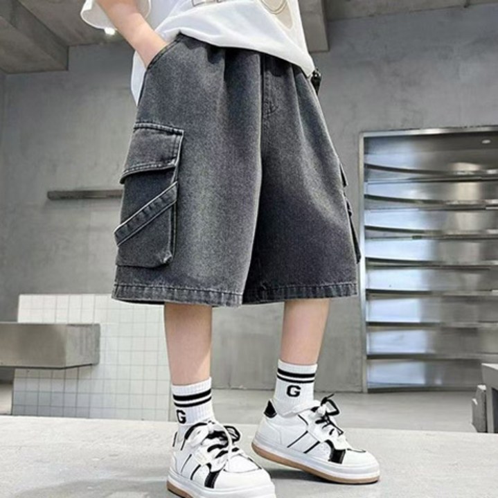 끈장식흑청 반바지