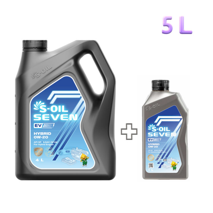 에스오일 세븐 EV 하이브리드 엔진오일 0W20 4리터+1리터 (총 5리터 세트), 5L, 0w20, 1세트