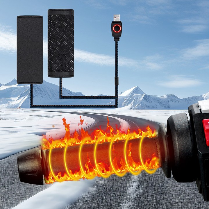 MuteCo 오토바이 그립 히터, USB타입 서라운드 그립 히터, 급속 가열, 3가지 온도 설정, 미끄럼 방지 소재, 방수, 오토바이, 자전거, 스쿠터에 적합합니다, 발열 방한용품