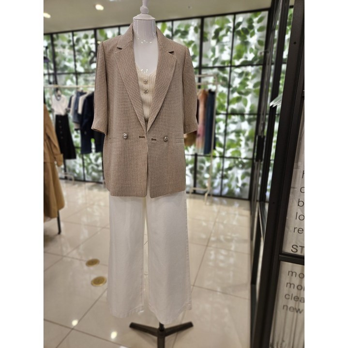 [듀엘] DEWE 칠부소매 체크 중기장 자켓 L252MSF039  NC일산