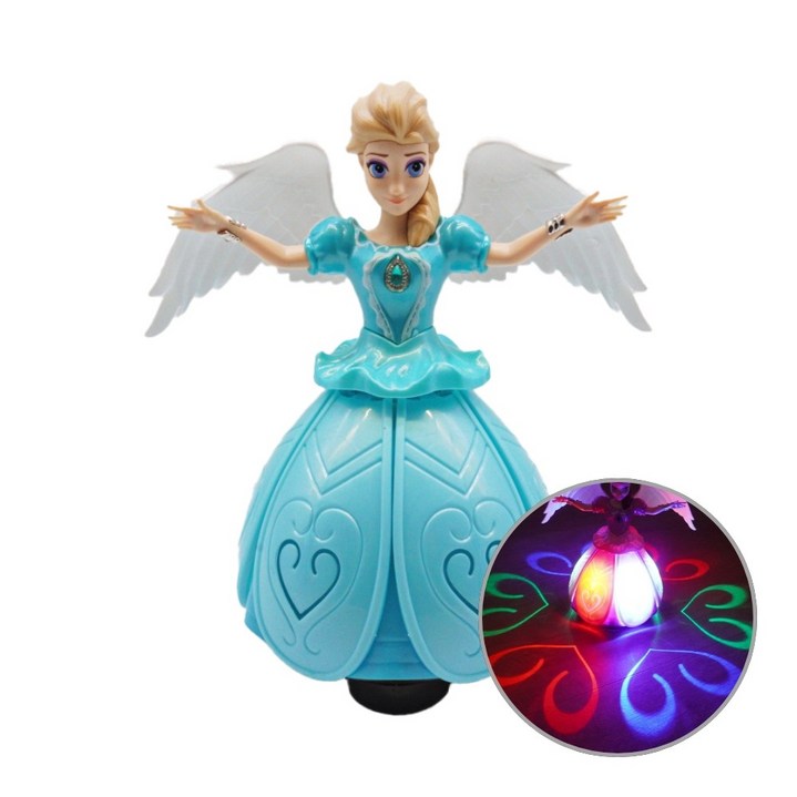 춤추는 엔젤걸 2종 작동완구 댄싱 LED 멜로디 장난감 소리나는 움직이는 겨울 공주 인형, 1개