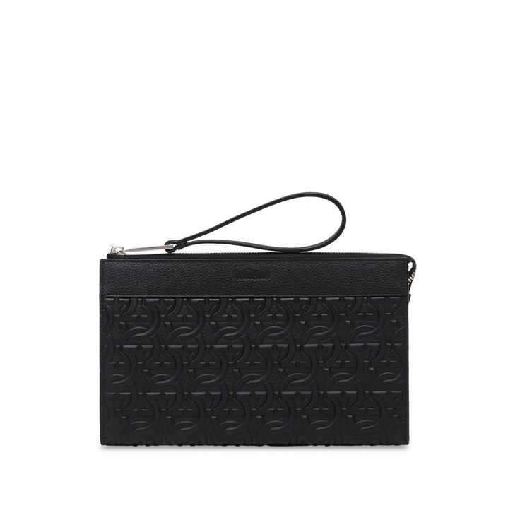 페라가모 엠보스드 로고 가죽 클러치