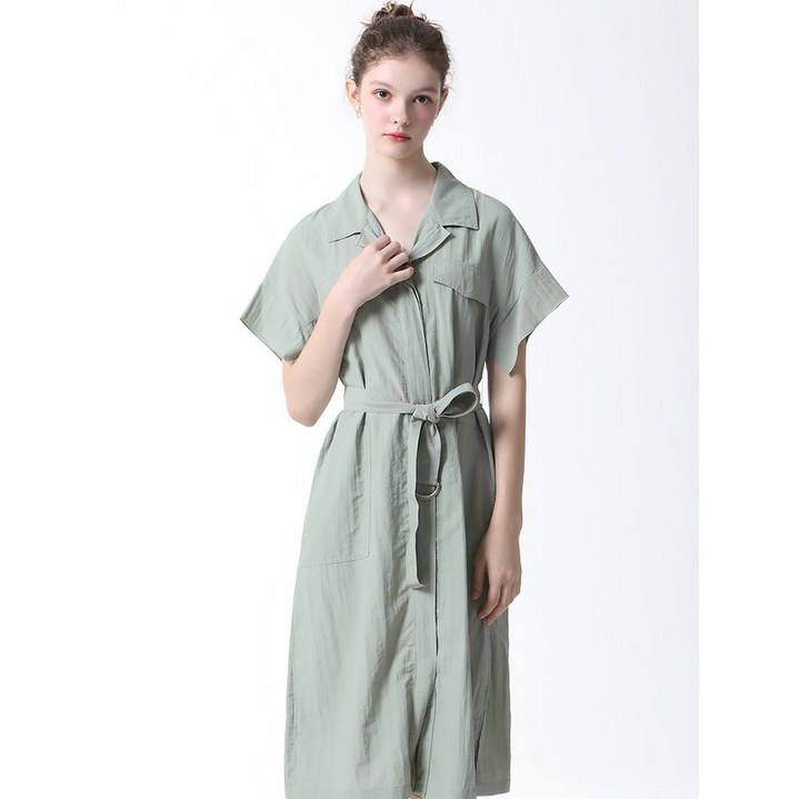 리스트 벨티드 오픈 칼라 원피스  택가격  248000원