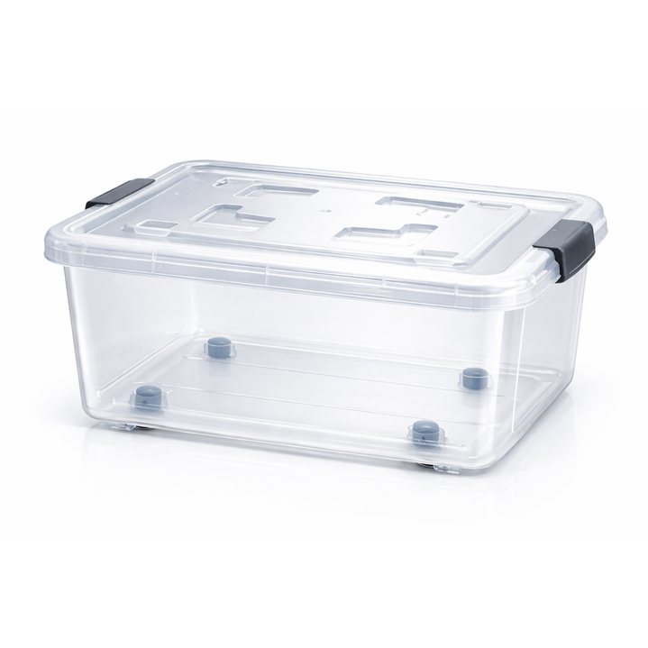 [나코] 플라스틱 바퀴달린 리빙박스 대용량 특대형 무색, 1개, 투명