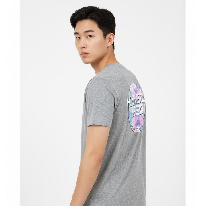 캉골 티셔츠 반팔티 SF918 그레이믹스 프린트로고