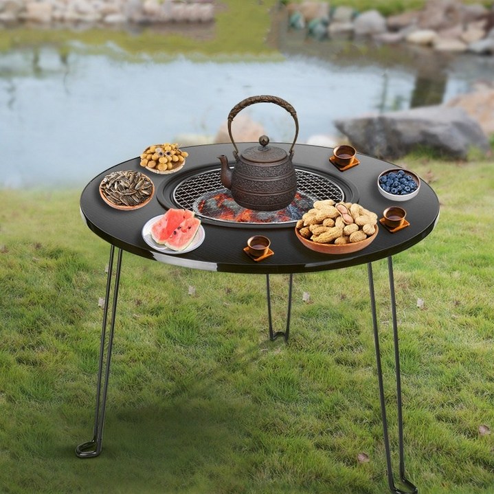 LUCKYOO 캠핑테이블 우드 화로 접이식 테이블 세트+수납가방