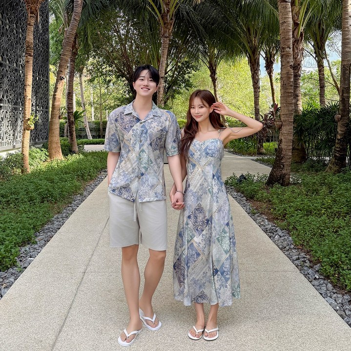 카프리 휴양지커플룩 허니문 하와이안 커플휴양지룩 바캉스 신혼여행 시밀러룩