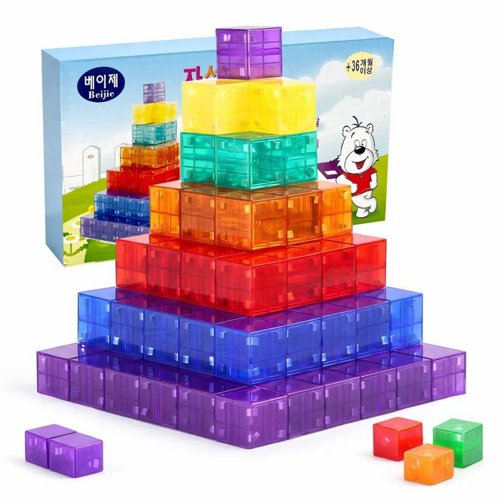 베이제 투명 자석블록 유아교구 장난감 100피스 TM3, 1세트, 투명