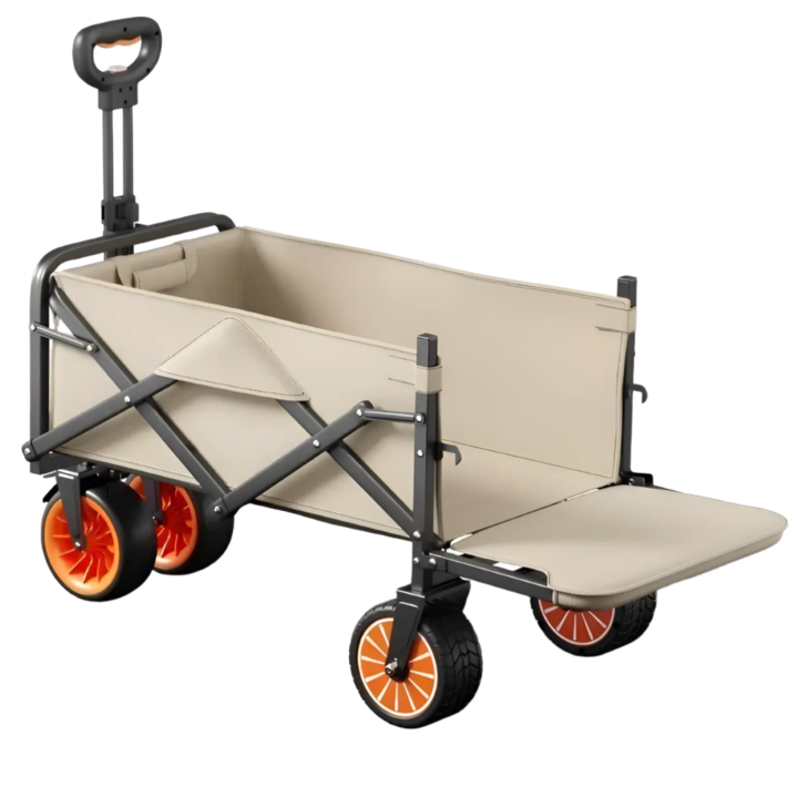 이엑스지 파워업 후면 개방 전동웨건 100W 전동카트 캠핑 외건 이동식 웨건 휴대용, 1개, 후면개방 아이보리