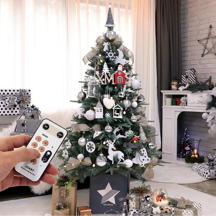 조아트 크리스마스 트리 전구 장식 풀세트 + 리모컨, 비앙카실버