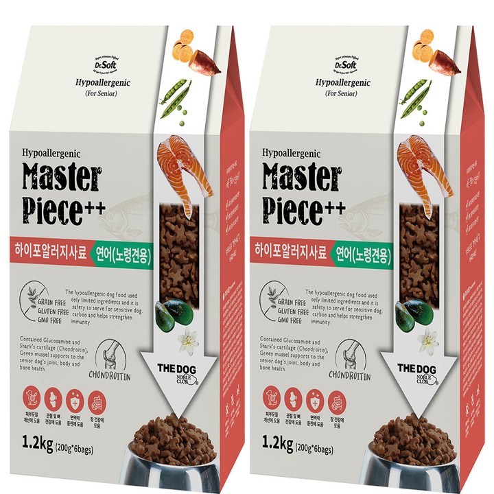 더독 전연령용 닥터소프트 명작 하이퍼 습식 사료 2p, 연어, 1.2kg, 1세트