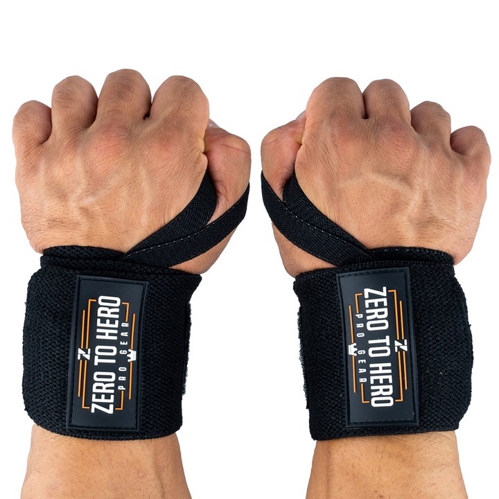 스포츠/레저 제로투히어로 헬스 손목보호대 wrist wrap Type2 기본형 Black, 1세트