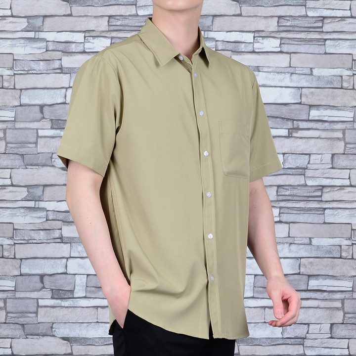 타운클로 남성용 여름스판 세미 오버핏 컬러 반팔 셔츠