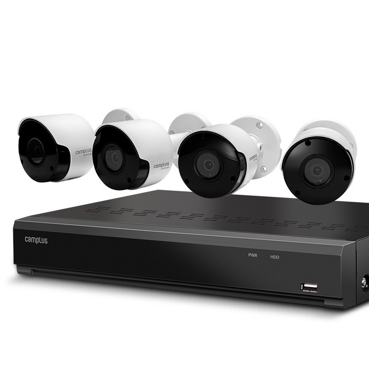 캠플러스 200만화소 뷸렛 CCTV 카메라 실외용 4p 4채널 녹화기 세트