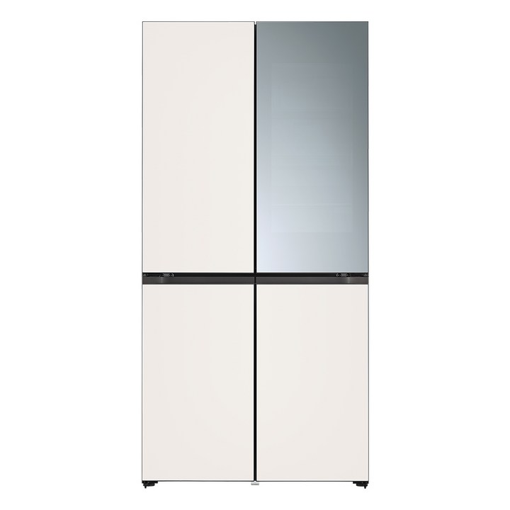 오브제빌트인 LG전자 디오스 오브제컬렉션 빌트인타입 노크온 미러글라스 4도어 냉장고 604L 방문설치, M623GBB372, 베이지(상단), 베이지(하단)