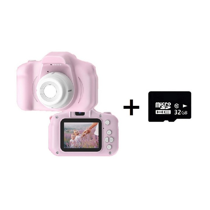 이지드로잉 어린이 키즈 디지털 카메라 사진기 디카 2000만화소 4배줌  SD카드 32GB 세트듀얼렌즈 셀카가능