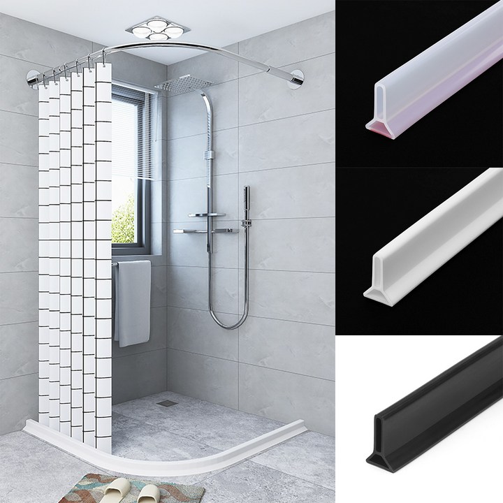 샤워부스물막이 B&M 샤워부스 물막이 실리콘 물막이 건식 욕실 물튐방지 물때 방지 비엔엠, 1.5M (실리콘증정)