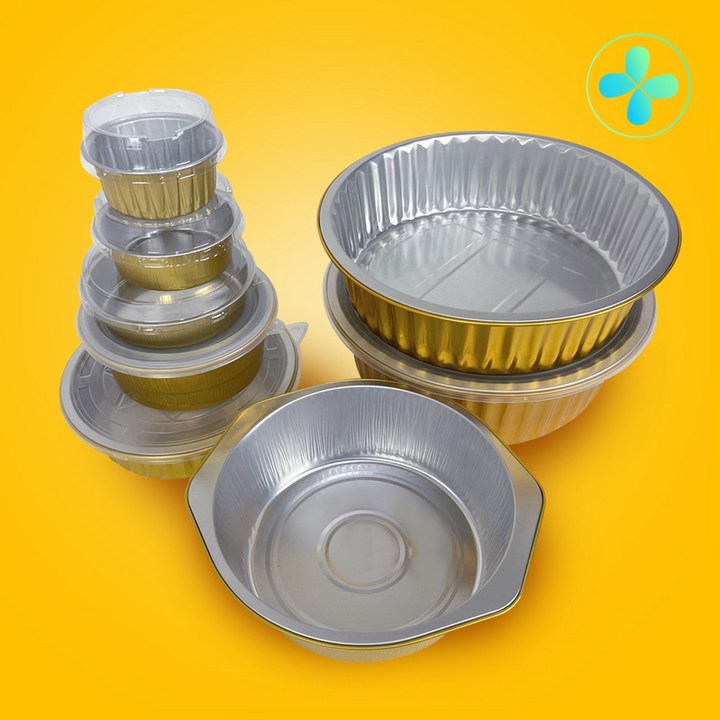 HS 원형 알루미늄 금색용기 14055호 전골냄비 파스타냄비 소스용기 일회용 캠핑 배달 박스판매, 1000개