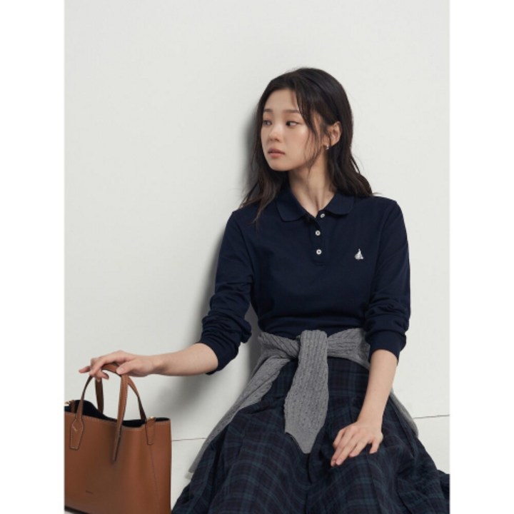 매장정품 빈폴 BEANPOLE LADIES 레이어드 디테일 긴소매 피케 티셔츠 네이비 (BF5841C91R) BF5841C91R 660029