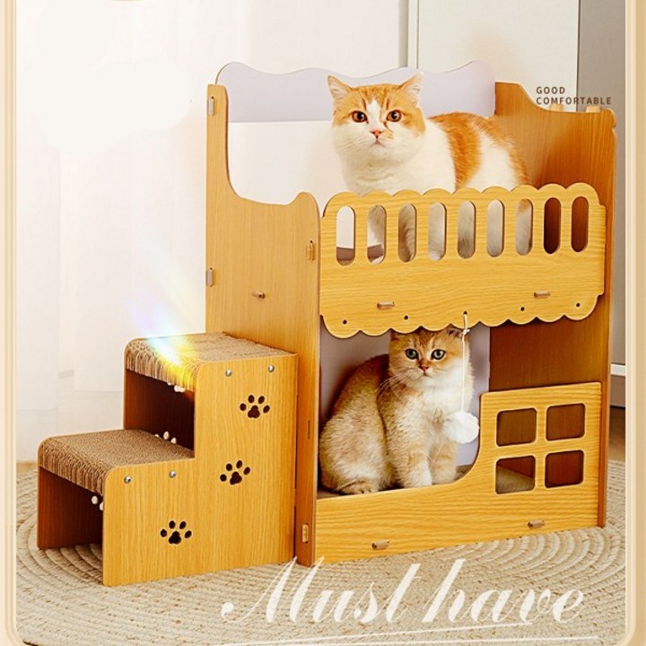 걸스코코 고양이 스크래쳐 2층침대 예쁜 애견하우스 고양이집 개방형