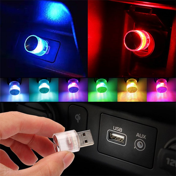 자동차 차량용 멀티컬러 USB LED RGB 무드등 조명등 엠비언트 풋등 낮져밤이, 레드, 1개