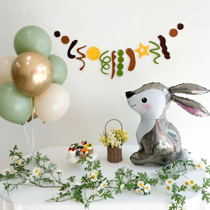 벌룬박스 쏙쏙마켓 숲속 동물 친구들 생일파티, 1세트, 토끼 세트