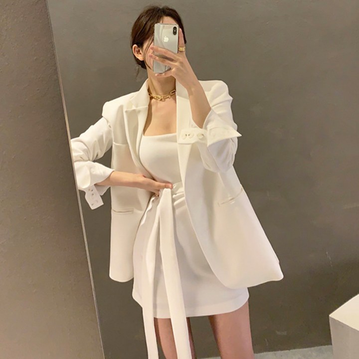 레티고 트렌디 자켓 심플 라인 원피스 세트