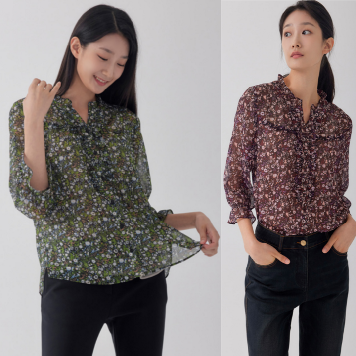지센창원여성 플라워 쉬폰 블라우스 2색 LFWSO803
