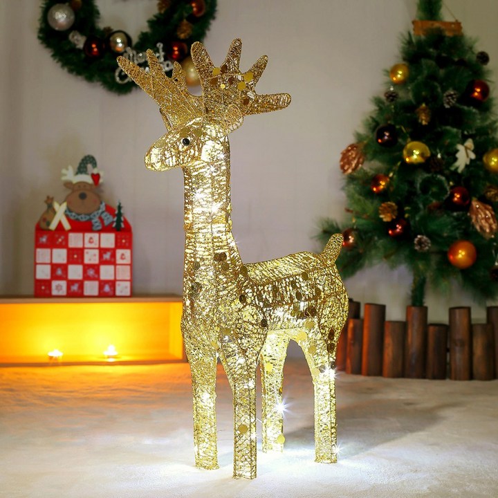 대형루돌프 트윙클 LED 루돌프 사슴 70cm GOLD 크리스마스 장식 포토존 배경 만들기 트리 꾸미기 소품 조형물 오브제