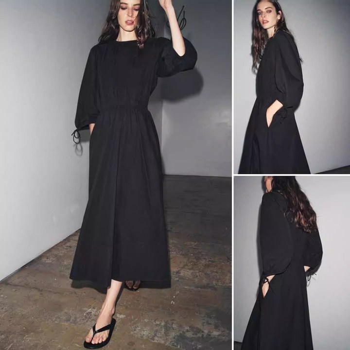 자라 가을 플리츠 퍼프 미디 원피스 ZARA 2025