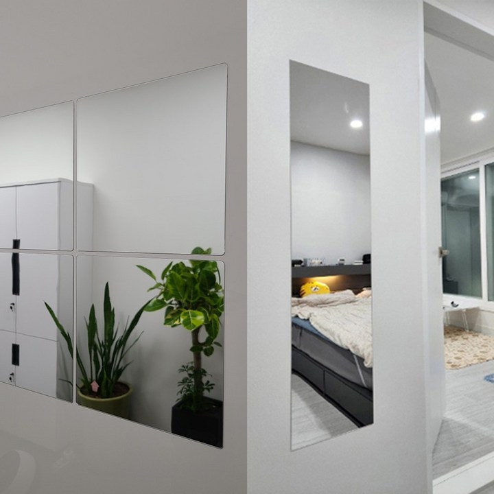 대형 모칸도 아크릴 거울 30X150cm 모서리 직각형 접착식 DIY거울 두께 2mm 재단가능, 모서리직각 30X150 2mm