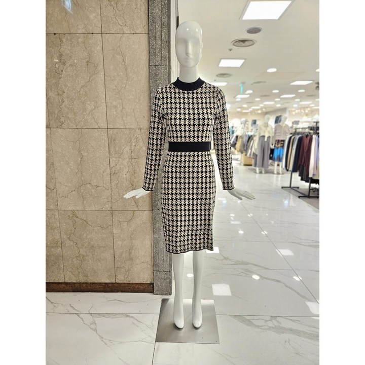 밸리걸 하운드 체크 니트 원피스 911740