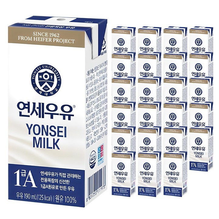연세우유 멸균 흰우유, 190ml, 24개 연세우유 멸균 흰우유, 190ml, 24개